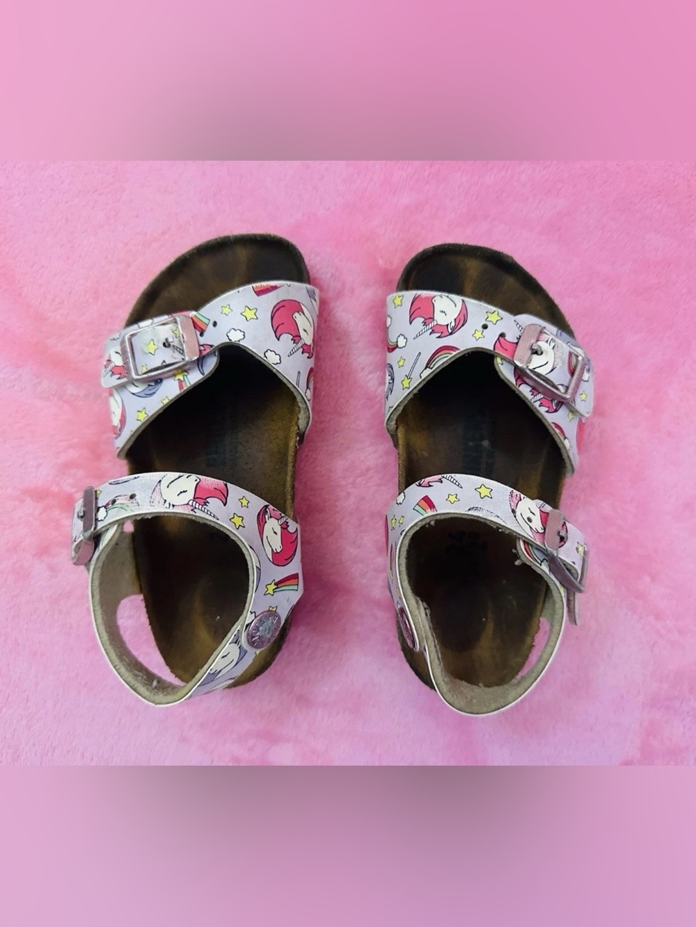 BIRKENSTOCK Girls Leather Sandals Size US 6-6.5, EU 24 (15 cm) Light Purple